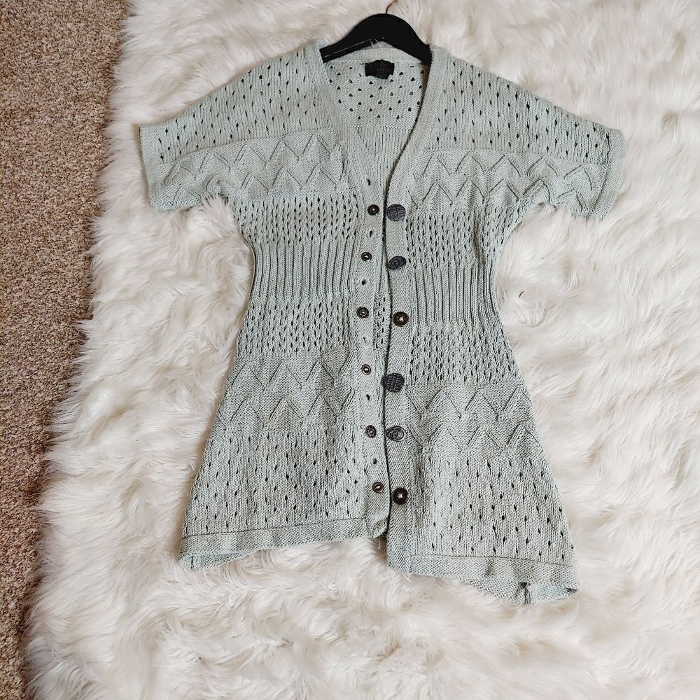 Pure Handknit short sleeve cardigan sweater